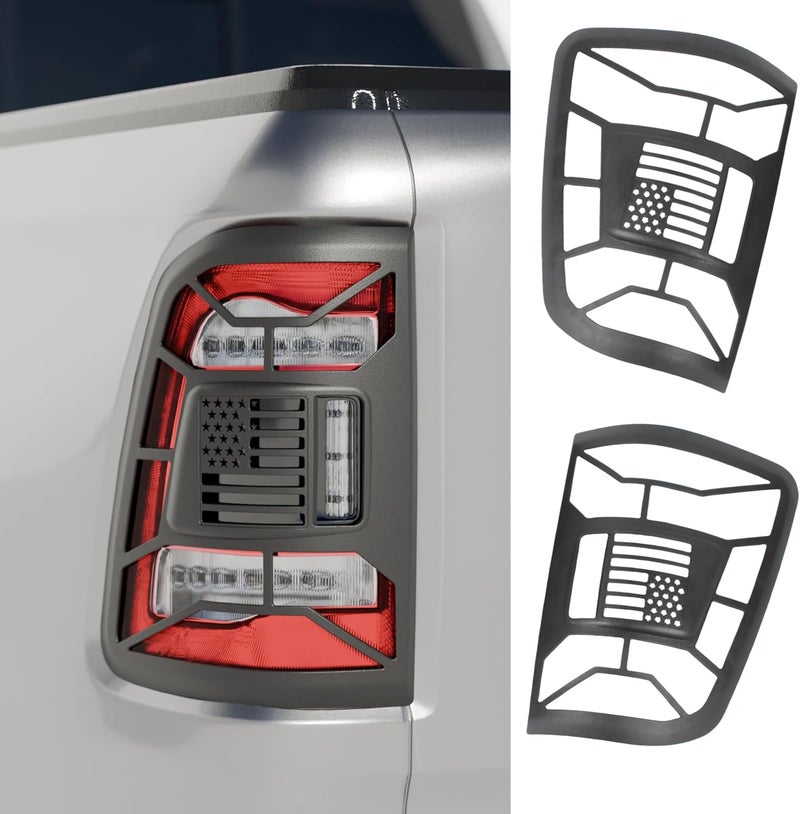 NARPES -Tail Light Lamp Guard Cover Protector for Dodge RAM 1500 2019-2023 Accessories Taillight Shell Frame Shield ABS Material Black RAM 1500 Limited Laramie Rebel Long Horn - Image 1